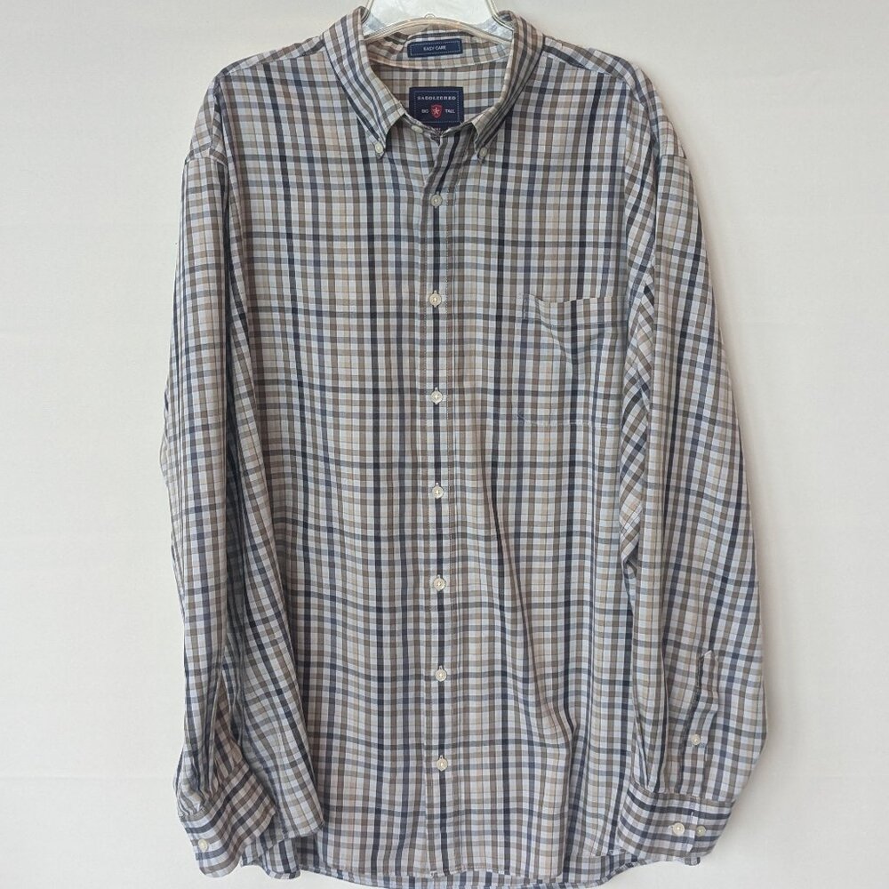 Saddlebred Easy Care Big & Tall Plaid Button Up Shirt